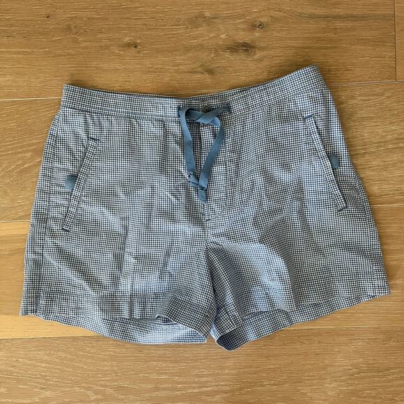Vintage Ralph Lauren Shorts Blue White Check Gingham Drawstring - Picture 1 of 4